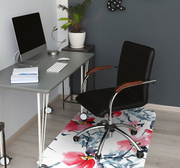 Computer chair mat floral pattern