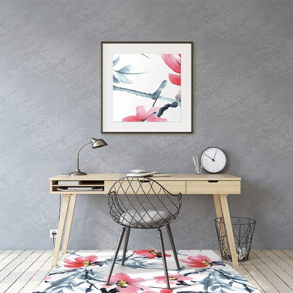 Computer chair mat floral pattern