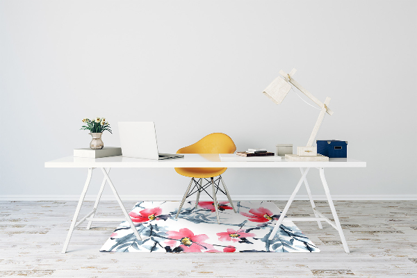Computer chair mat floral pattern