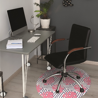 Desk chair mat pink leaves