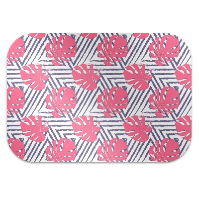 Desk chair mat pink leaves