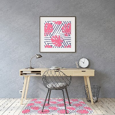 Desk chair mat pink leaves