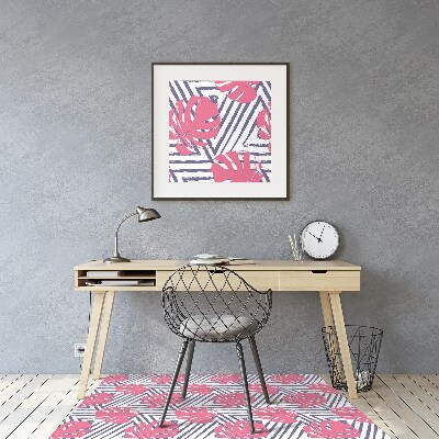 Desk chair mat pink leaves