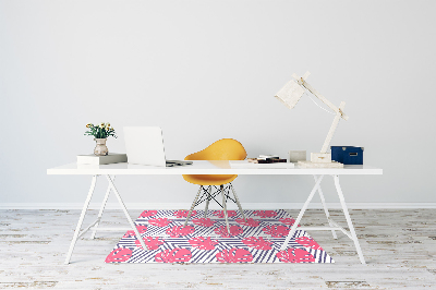 Desk chair mat pink leaves