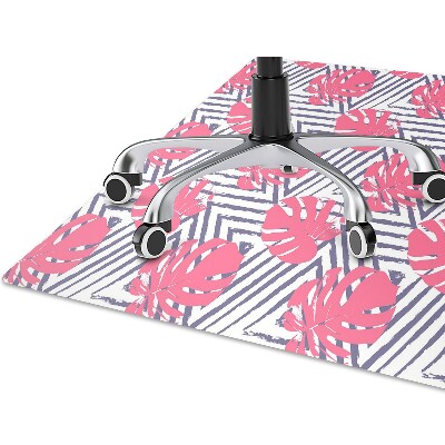 Desk chair mat pink leaves