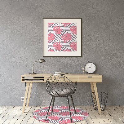 Desk chair mat pink leaves