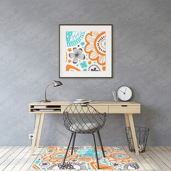 Chair mat floor panels protector pastel flowers