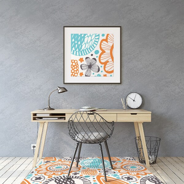 Chair mat floor panels protector pastel flowers