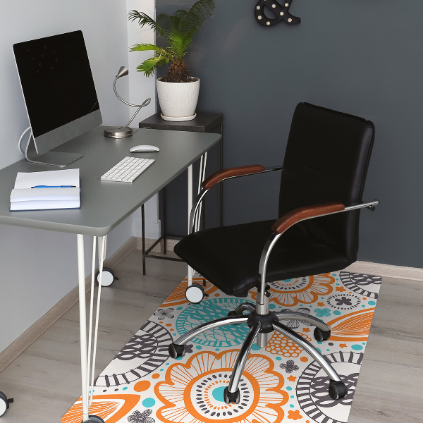 Chair mat floor panels protector pastel flowers