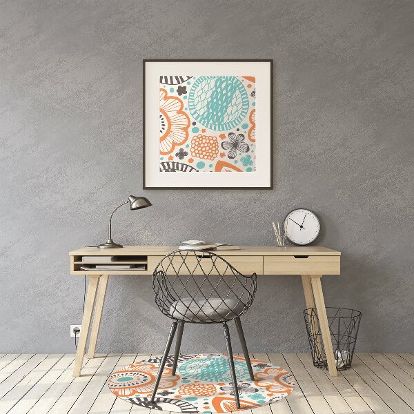 Chair mat floor panels protector pastel flowers