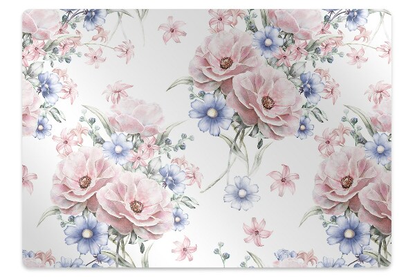 Chair mat floor panels protector delicate bouquet