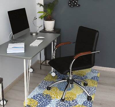 Office chair floor protector chrysanthemum flowers