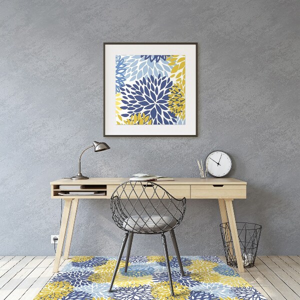 Office chair floor protector chrysanthemum flowers