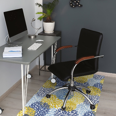 Office chair floor protector chrysanthemum flowers