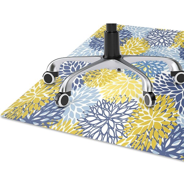 Office chair floor protector chrysanthemum flowers