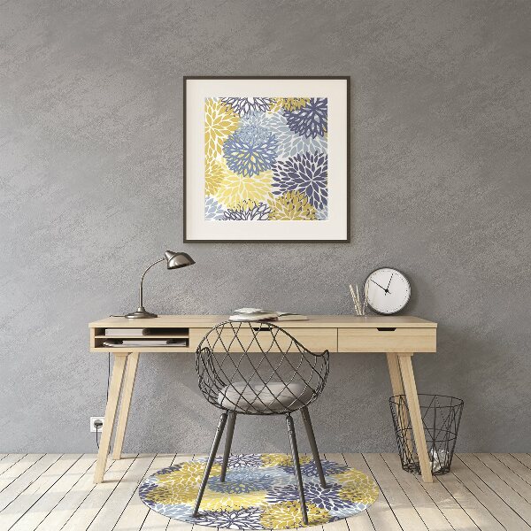 Office chair floor protector chrysanthemum flowers
