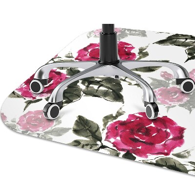 Desk chair mat painted roses