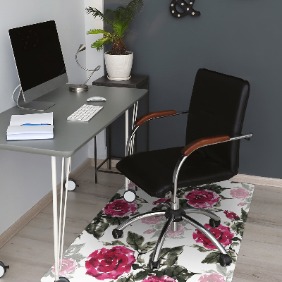 Desk chair mat painted roses