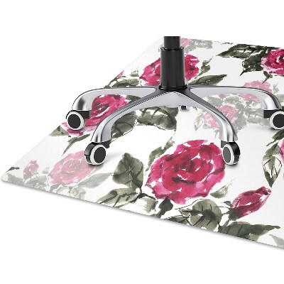 Desk chair mat painted roses