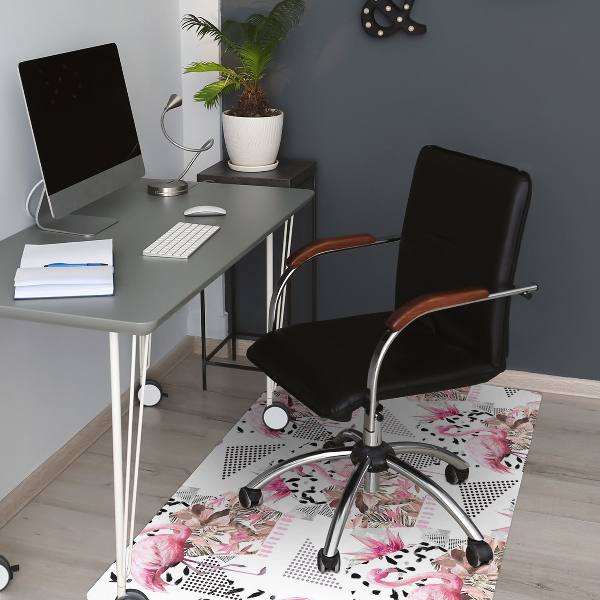 Office chair mat Flamingos