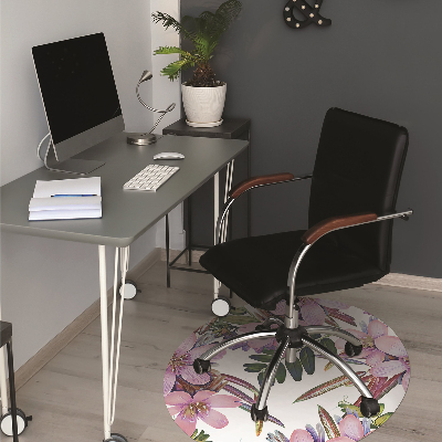 Desk chair mat pink flowers