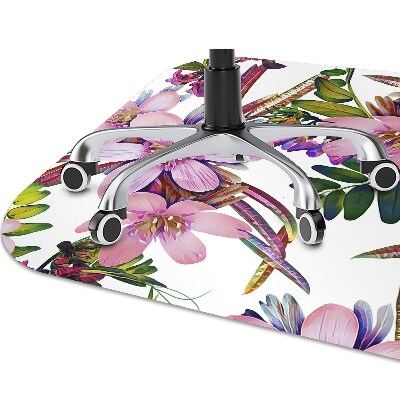 Desk chair mat pink flowers