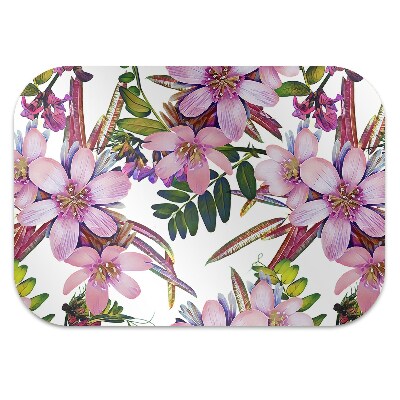 Desk chair mat pink flowers