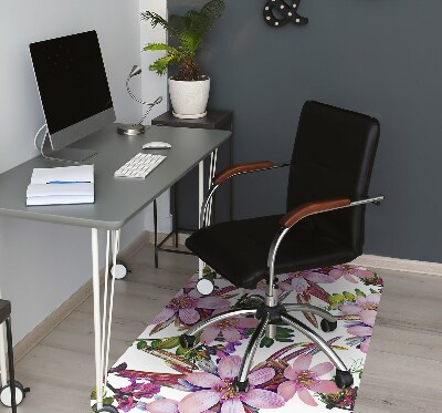 Desk chair mat pink flowers