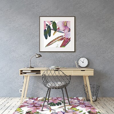 Desk chair mat pink flowers