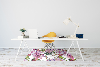 Desk chair mat pink flowers