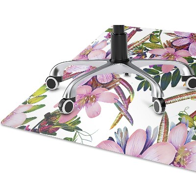 Desk chair mat pink flowers