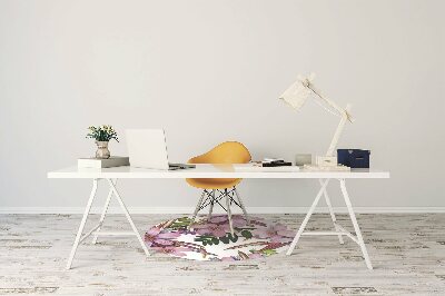 Desk chair mat pink flowers