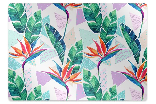 Chair mat floor panels protector Tropical flora