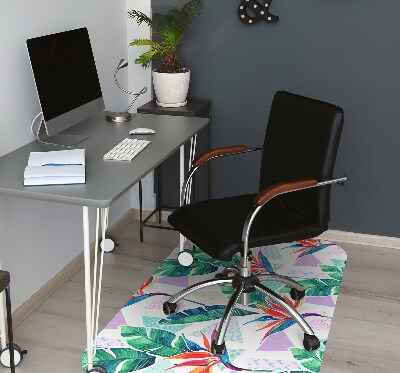 Chair mat floor panels protector Tropical flora