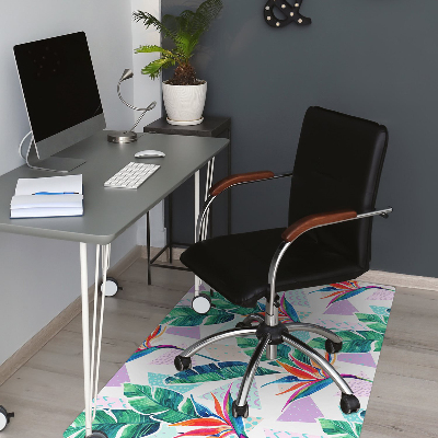 Chair mat floor panels protector Tropical flora