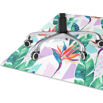 Chair mat floor panels protector Tropical flora