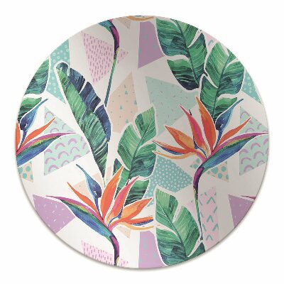 Chair mat floor panels protector Tropical flora