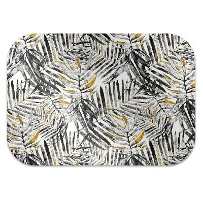 Desk chair mat black leaves