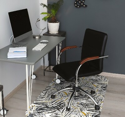 Desk chair mat black leaves