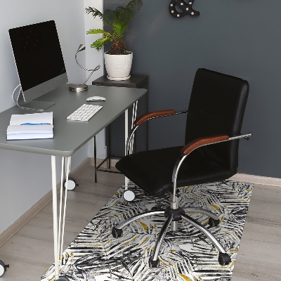 Desk chair mat black leaves