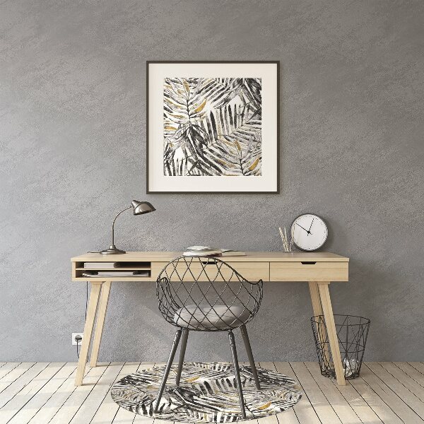 Desk chair mat black leaves