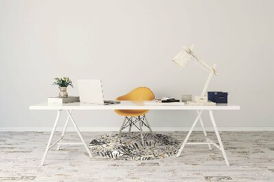 Desk chair mat black leaves