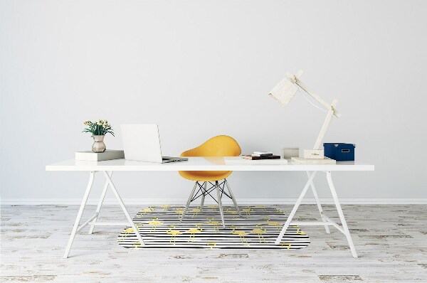 Office chair floor protector Gold flamingos