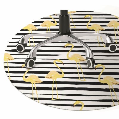 Office chair floor protector Gold flamingos