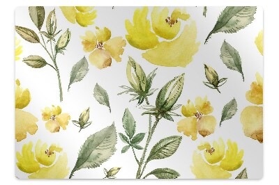 Computer chair mat yellow flowers