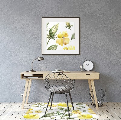 Computer chair mat yellow flowers