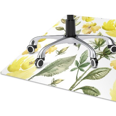 Computer chair mat yellow flowers