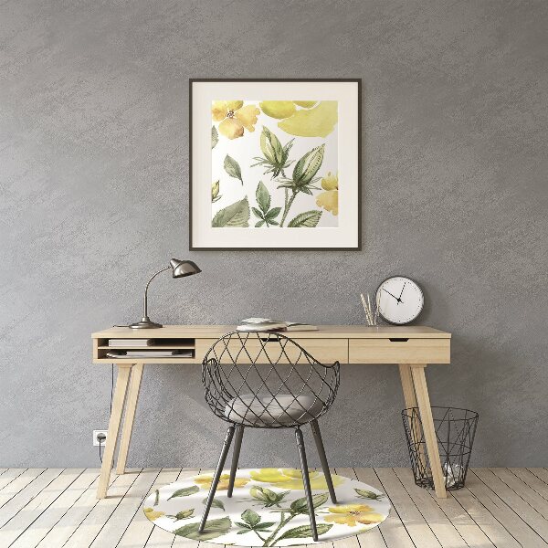 Computer chair mat yellow flowers
