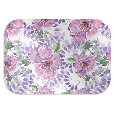 Chair mat floor panels protector purple flowers