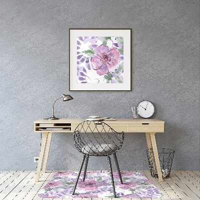 Chair mat floor panels protector purple flowers